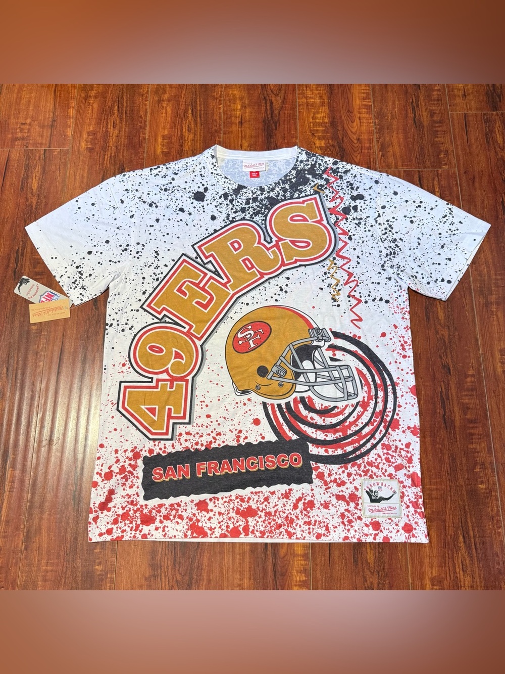 San Francisco 49ers Mitchell & Ness Sz Large Brand New Burst Sublimated T-Shirt!